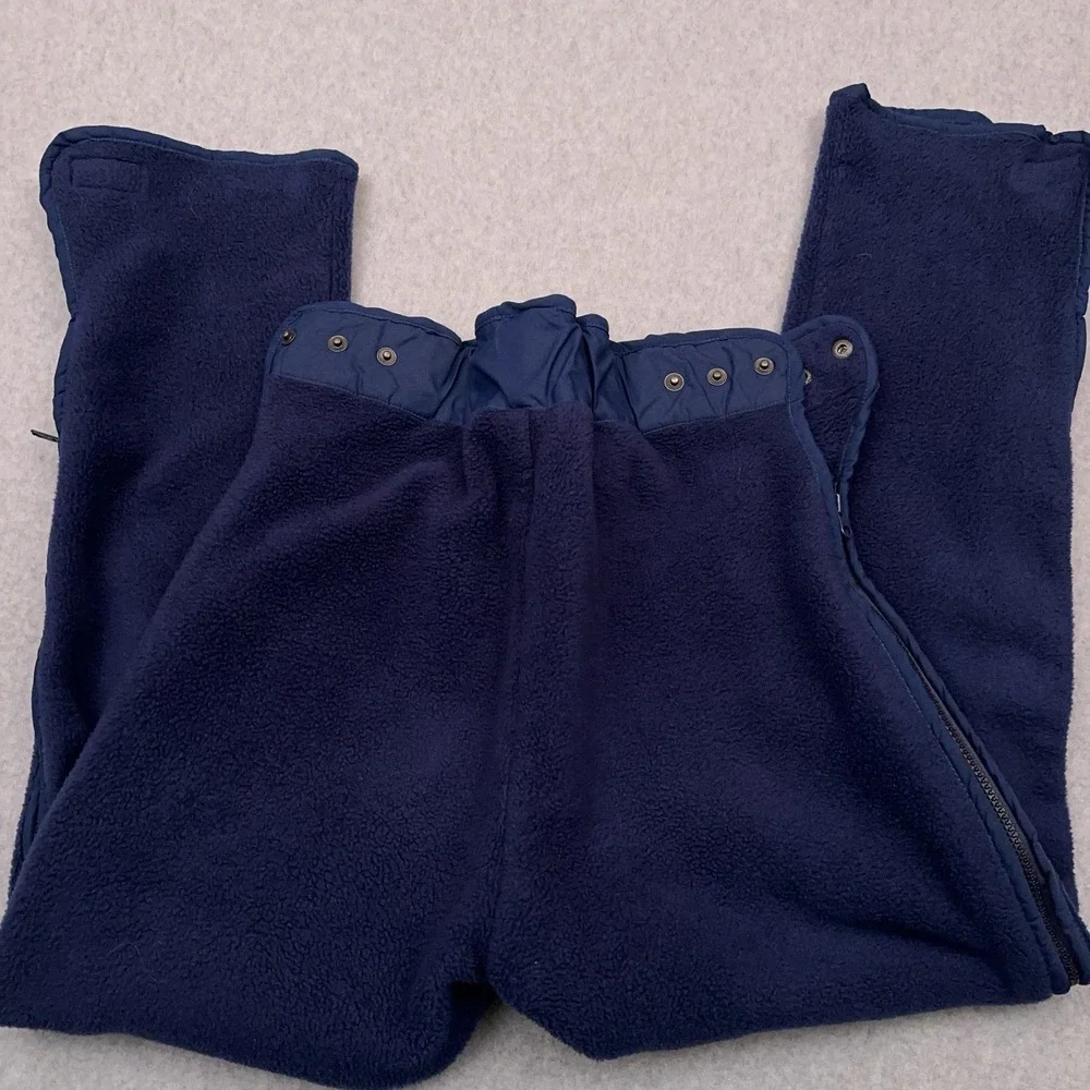 Vintage LL Bean Fleece‎ Snow Pants Men's Small Side Zip Snap Button Made in USA
